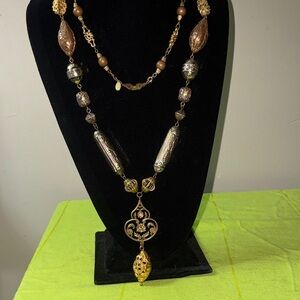 Vintage-Inspired Gold and Brown Necklace